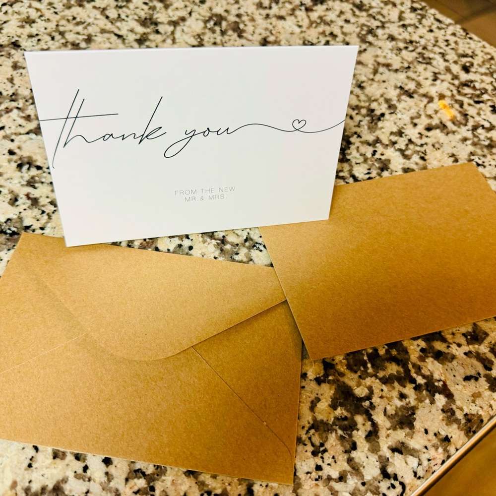 Elegant Wedding Thank You Cards with Envelopes